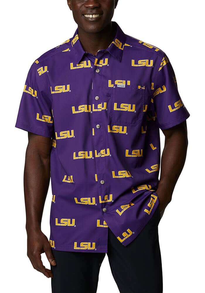 lsu dress shirt Tailgater Long Sleeve White / small It features lightweight Official LSU Tigers Sequined Pinstripe