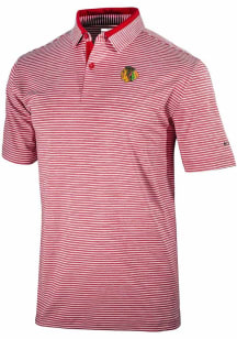 Columbia Chicago Blackhawks Mens Red Heat Seal Golden Hills Polo Short Sleeve Polo