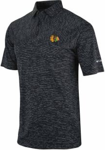 Columbia Chicago Blackhawks Mens Black Heat Seal Heading Out Short Sleeve Polo