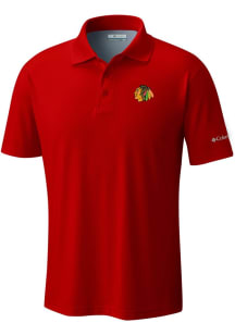 Columbia Chicago Blackhawks Mens Red Heat Seal Low Drag Offshore Polo Short Sleeve Polo