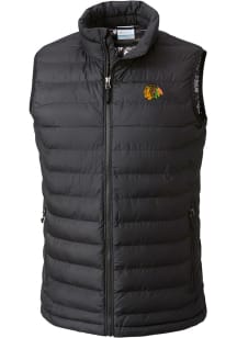 Columbia Chicago Blackhawks Mens Black Heat Seal Powder Lite Vest Sleeveless Jacket