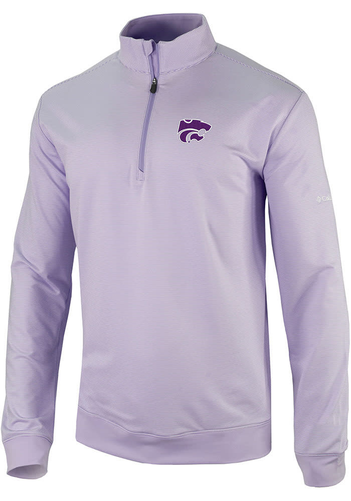 Columbia K-State Wildcats Mens Lavender Even Lie Long Sleeve 1/4 Zip Pullover