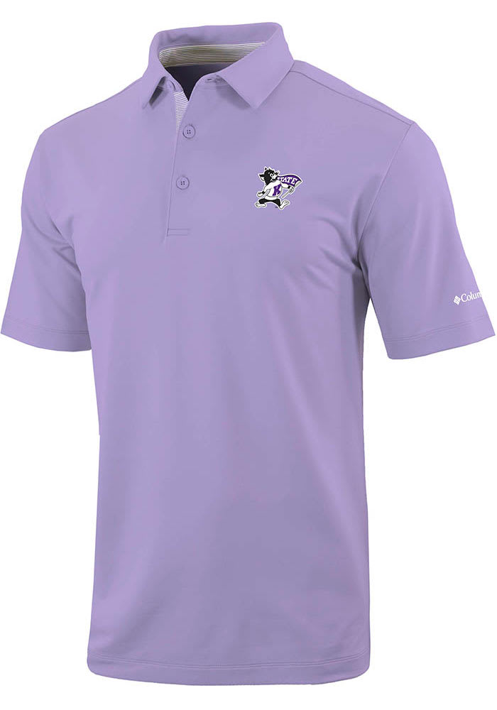 Columbia K-State Wildcats Mens Lavender Even Lie Short Sleeve Polo