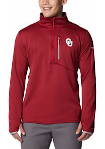 Columbia Oklahoma Sooners Mens Cardinal Park View Long Sleeve Qtr Zip Pullover