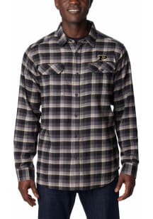 Mens Purdue Boilermakers Black Columbia Plaid Flare Gun Long Sleeve Dress Shirt