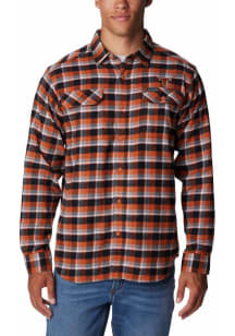 Columbia Texas Longhorns Mens Burnt Orange Plaid Flare Gun Long Sleeve Dress Shirt