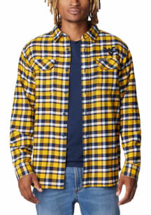 Columbia West Virginia Mountaineers Mens Gold Plaid Flare Gun Long Sleeve Dress Shirt