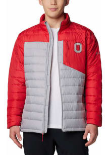 Mens Ohio State Buckeyes Red Columbia Double Blitz Heavyweight Jacket