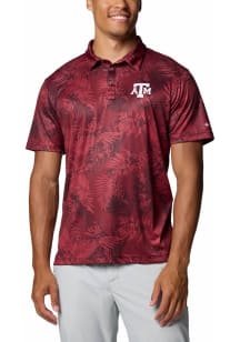 Columbia Texas A&amp;M Aggies Mens Maroon Super Terminal Bangalows Short Sleeve Polo