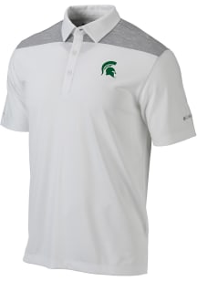 Columbia Michigan State Spartans Mens White Utility Short Sleeve Polo