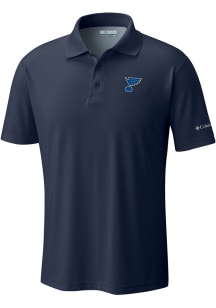 Columbia St Louis Blues Mens Navy Blue Heat Seal Low Drag Offshore Polo Short Sleeve Polo