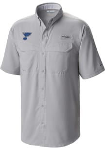 Columbia St Louis Blues Mens Grey Heat Seal Low Drag Offshore Short Sleeve Dress Shirt