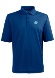 Antigua Grand Valley State Lakers Mens Blue Pique Extra Lite Short Sleeve Polo