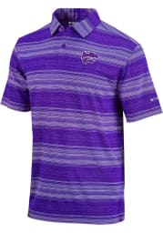 Columbia K-State Wildcats Mens Purple Slide Short Sleeve Polo