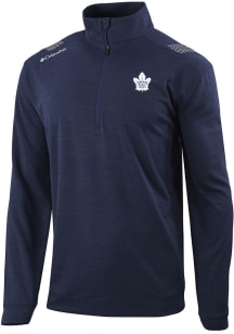 Columbia Toronto Maple Leafs Mens Navy Blue Heat Seal Oakland Downs Long Sleeve Qtr Zip Pullover