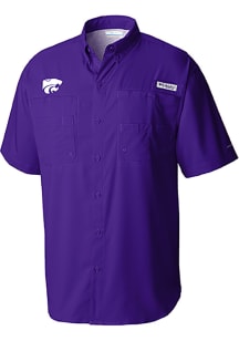 Columbia K-State Wildcats Mens Purple Tamiami Short Sleeve Dress Shirt