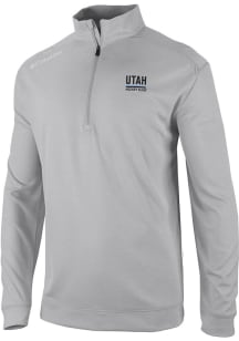 Columbia Utah Hockey Club Mens Grey Heat Seal Oakland Downs Long Sleeve Qtr Zip Pullover