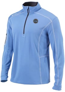 Columbia Utah Hockey Club Mens Blue Heat Seal Omni Wick Shotgun Long Sleeve Qtr Zip Pullover