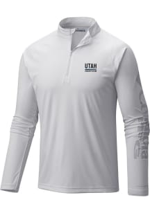 Columbia Utah Hockey Club Mens White Heat Seal Terminal Tackle Long Sleeve Qtr Zip Pullover