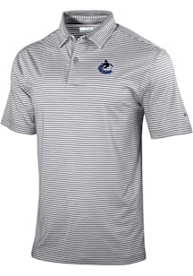 Columbia Vancouver Canucks Mens Grey Heat Seal Golden Hills Polo Short Sleeve Polo