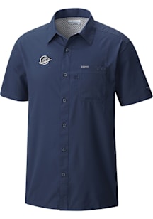 Columbia Vancouver Canucks Mens Navy Blue Heat Seal Slack Tide Camp Short Sleeve Dress Shirt