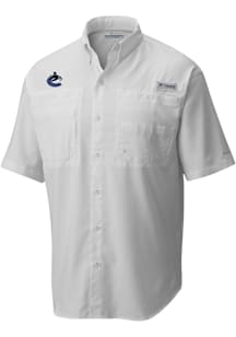 Columbia Vancouver Canucks Mens White Heat Seal Tamiami Short Sleeve Dress Shirt