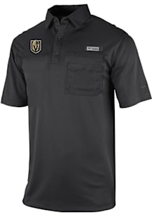 Columbia Vegas Golden Knights Mens Black Heat Seal Omni Wick Flycaster Short Sleeve Polo