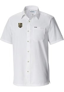 Columbia Vegas Golden Knights Mens White Heat Seal Slack Tide Camp Short Sleeve Dress Shirt