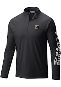 Columbia Vegas Golden Knights Mens Black Heat Seal Terminal Tackle Long Sleeve Qtr Zip Pullover