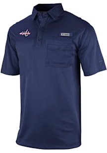 Columbia Washington Capitals Mens Navy Blue Heat Seal Omni Wick Flycaster Short Sleeve Polo