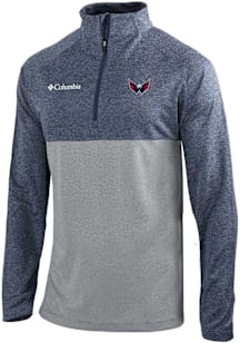 Columbia Washington Capitals Mens Navy Blue Heat Seal Omni Wick Rockin It Long Sleeve Qtr Zip Pull..