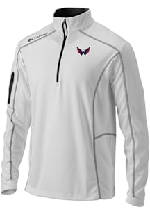 Columbia Washington Capitals Mens White Heat Seal Omni Wick Shotgun Long Sleeve Qtr Zip Pullover
