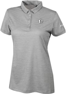 Columbia Brooklyn Nets Womens Grey Heat Seal Set II Short Sleeve Polo Shirt