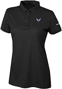 Columbia Charlotte Hornets Womens Black Heat Seal Set II Short Sleeve Polo Shirt