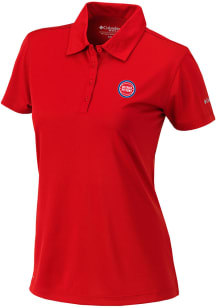 Columbia Detroit Pistons Womens Red Heat Seal Birdie Polo Short Sleeve Polo Shirt