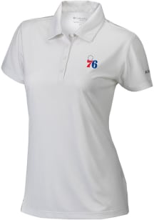 Columbia Philadelphia 76ers Womens White Heat Seal Birdie Polo Short Sleeve Polo Shirt