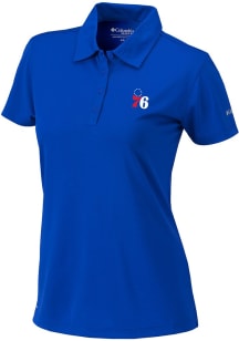 Columbia Philadelphia 76ers Womens Blue Heat Seal Birdie Polo Short Sleeve Polo Shirt