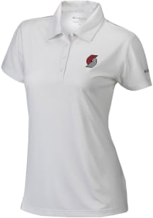 Columbia Portland Trail Blazers Womens White Heat Seal Birdie Polo Short Sleeve Polo Shirt