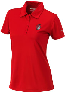 Columbia Portland Trail Blazers Womens Red Heat Seal Birdie Polo Short Sleeve Polo Shirt