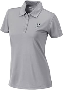 Columbia San Antonio Spurs Womens Grey Heat Seal Birdie Polo Short Sleeve Polo Shirt