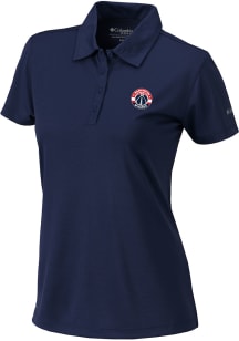 Columbia Washington Wizards Womens Navy Blue Heat Seal Birdie Polo Short Sleeve Polo Shirt