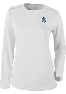 Columbia Seattle Kraken Womens White Heat Seal Omni Wick Shot Gun Long Sleeve T-Shirt