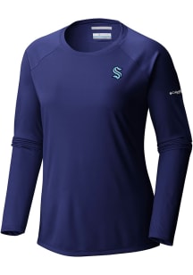 Columbia Seattle Kraken Womens Navy Blue Heat Seal Tidal LS Tee