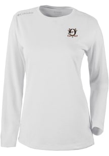 Columbia Anaheim Ducks Womens White Heat Seal Omni Wick Shot Gun Long Sleeve T-Shirt