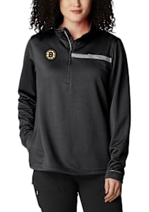 Columbia Boston Bruins Womens Black Heat Seal Skiff Guide Fleece Qtr Zip
