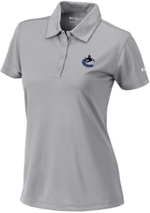 Columbia Vancouver Canucks Womens Grey Heat Seal Birdie Polo Short Sleeve Polo Shirt