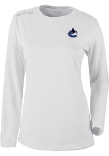 Columbia Vancouver Canucks Womens White Heat Seal Omni Wick Shot Gun Long Sleeve T-Shirt