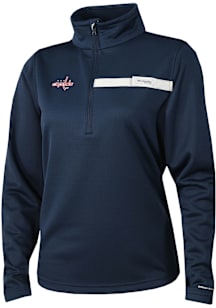 Columbia Washington Capitals Womens Navy Blue Heat Seal Skiff Guide Fleece Qtr Zip