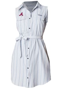 Columbia Atlanta Braves Womens Blue Heat Seal Sun Drifter Short Sleeve Dress