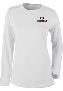 Columbia Georgia Bulldogs Womens White Heat Seal Omni Wick Shot Gun Long Sleeve T-Shirt